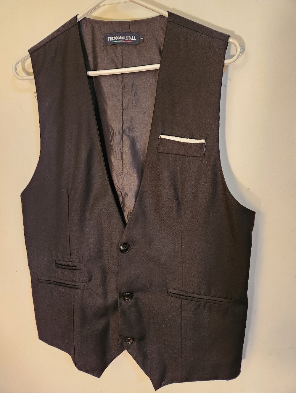 Marshall Black Men's Dress Vest with Contrast Pocket Trim